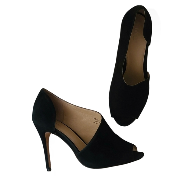 Botkier Adelia D'orsay Peep toe Slip on suede bootie heels size 5.5 - Picture 3 of 12